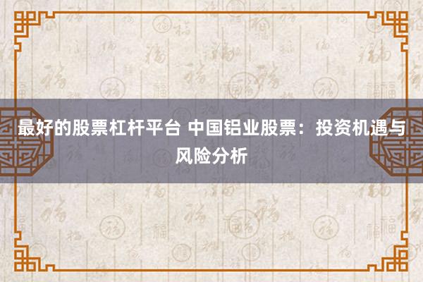 最好的股票杠杆平台 中国铝业股票：投资机遇与风险分析